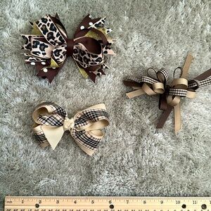 Set of 3 Neutral & Animal Print Hair Bows
